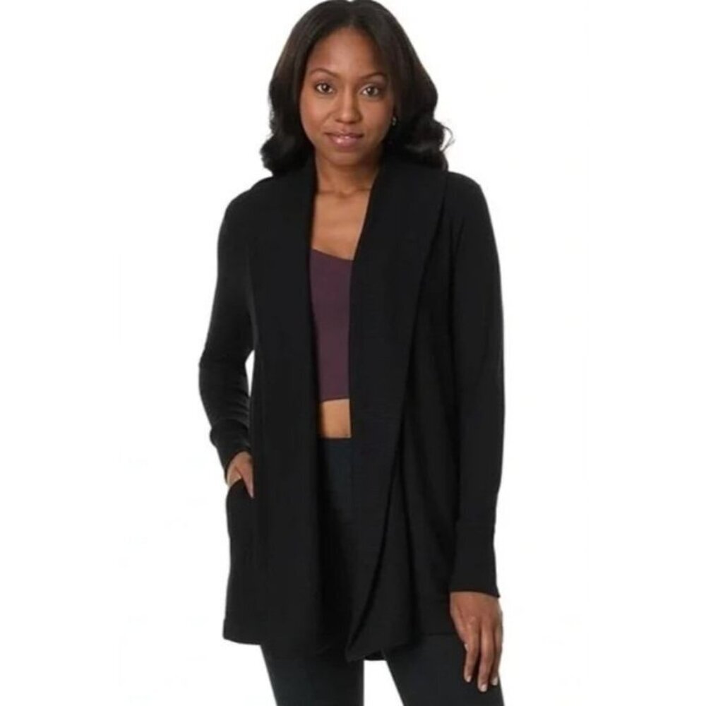 Prana Sunrise Open Front Pocket Black Cardigan
